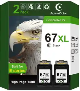 Walmart 67XL Black Ink Cartridge Compatible for HP 67 Black Ink Cartridge for HP Ink 67 Black (2 Pack) offer