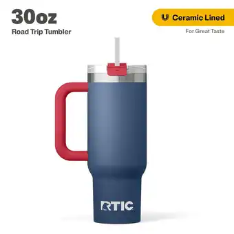 Walmart RTIC 30 oz Ceramic Lined Road Trip Tumbler, Leak-Resistant Straw Lid, Patriot offer