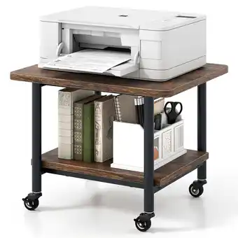 Walmart Gymax Under Desk Printer Stand 2-Tier Mobile Printer Table w/ Storage Shelf Lockable Wheels offer