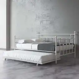 Walmart DHP Manila Metal Daybed and Trundle, Queen/Full Size, White offer