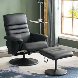 Walmart MCombo 360 Swivel Massage Recliner Chair with Ottoman for Living Room, Faux Leather, Black offer