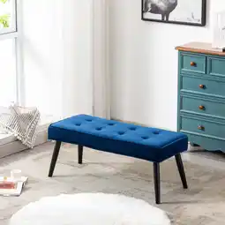 Walmart WestinTrends Velvet Tufted Bedroom Bench for Living Room & Entryway Furniture, Royal Blue offer