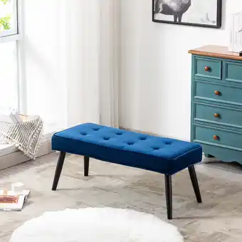 Walmart WestinTrends Velvet Tufted Bedroom Bench for Living Room & Entryway Furniture, Royal Blue offer