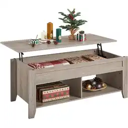 Walmart Yaheetech 39.5in Lift Top Coffee Table w/Storage & 2 Open Shelves for Living Room,Gray offer