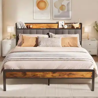 Walmart Queen Bed Frame with Storage Headboard Camas Queen Size, Metal Platform Bed Hold 1000 lbs, Dark Gray offer