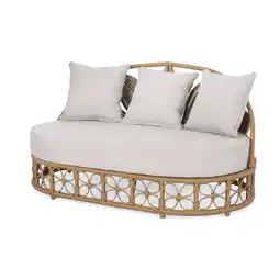 Walmart GDF Studio Homan Outdoor Wicker Daybed with Pillows, Light Brown and Beige offer