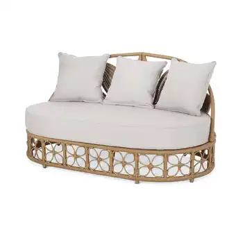 Walmart GDF Studio Homan Outdoor Wicker Daybed with Pillows, Light Brown and Beige offer