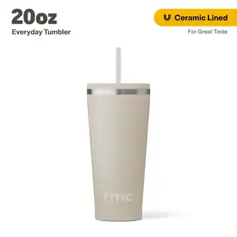 Walmart RTIC 20 oz Ceramic Lined Everyday Tumbler, Spill-Resistant Straw Lid, Beach offer