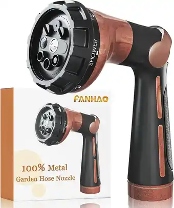 Walmart FANHAO 100% Heavy Duty Metal Garden Hose Nozzle, 8 Spray Patterns Watering Nozzle for Thumb Control offer