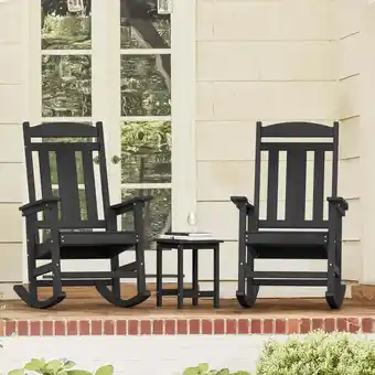 Walmart Dycanpo Outdoor Rocking Chairs*2 and Side Table Set, Weather Resistant Proch Rocker for Adult, Black offer