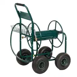 Walmart GoDecor Garden hose cart Iron Four-Wheel Pipe Truck Dark Green offer