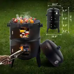 Walmart Ktaxon BBQ Grill 3 Levels Somker Grill Outdoor Charcoal Grill for Patio Backyard offer