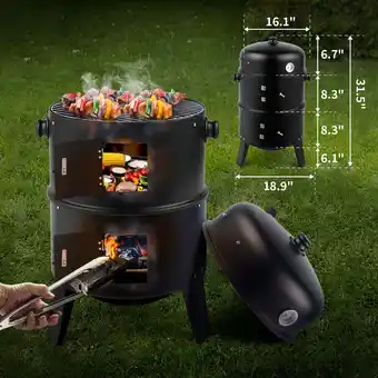 Walmart Ktaxon BBQ Grill 3 Levels Somker Grill Outdoor Charcoal Grill for Patio Backyard offer