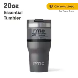 Walmart RTIC 20 oz Ceramic Lined Insulated Essential Tumbler, Leak-Resistant Lid, Graphite offer