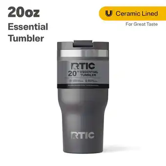 Walmart RTIC 20 oz Ceramic Lined Insulated Essential Tumbler, Leak-Resistant Lid, Graphite offer