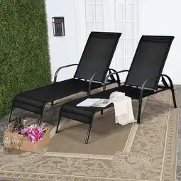 Walmart Gymax 2PCS Adjustable Chaise Lounge Chair Recliner Patio Yard Outdoor w/ Armrest Black offer