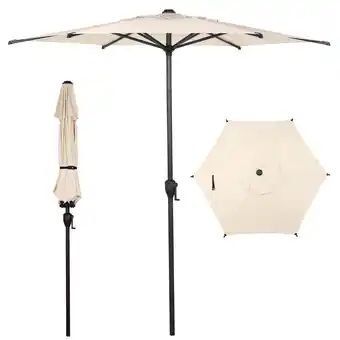 Walmart Abba Patio 7.5ft Outdoor Patio Umbrella w/ Push Button Tilt and Crank, 6 Ribs-Beige offer