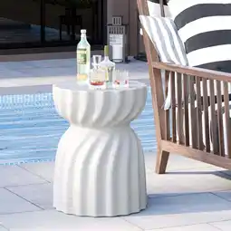 Walmart COSIEST Outdoor Concrete Side Table,Lightweight 18.7 H Accent Table in Graphite White for Patio offer