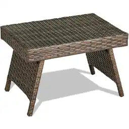 Walmart Gymax Folding Rattan Wicker Coffee Side Table Patio Garden Poolside Yard Outdoor offer