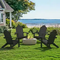 Walmart Dycanpo Adirondack Chairs Set of 4 with Cup Holder, 300lbs Weather Resistant, Black offer
