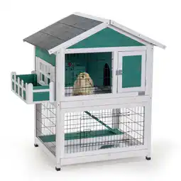 Walmart Petsfit 2 Story Rabbit Hutch with Trays Outdoor Weatherproof, Bunny Cage with Openable Roof offer