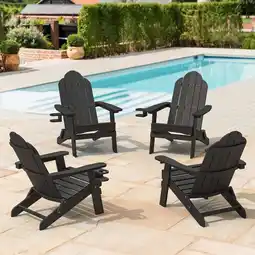 Walmart Dycanpo Folding Adirondack Chair Set of 4, Fire Pit Patio Garden Chair with Cup Holder, Black offer