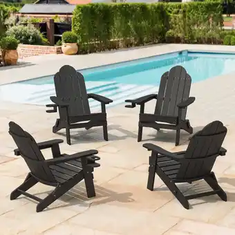 Walmart Dycanpo Folding Adirondack Chair Set of 4, Fire Pit Patio Garden Chair with Cup Holder, Black offer