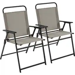 Walmart Topeakmart Folding Patio Dining Chairs with Armrests for Garden, Yard, Lawn, Set of 2, Brown offer