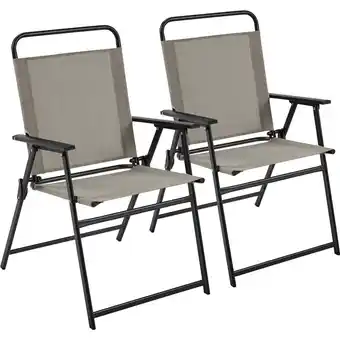 Walmart Topeakmart Folding Patio Dining Chairs with Armrests for Garden, Yard, Lawn, Set of 2, Brown offer