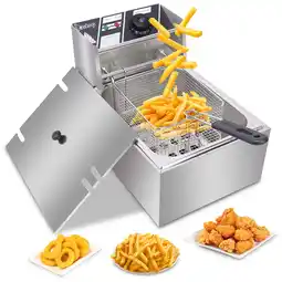 Walmart Zimtown 6L 2500W Electric Deep Fryer Commercial Tabletop Restaurant Frying Basket,Silver offer