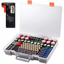 Walmart Battery Organizer Storage Holder with Tester Checker, Holds Up to 225 Batteries - Black(Box Only) offer