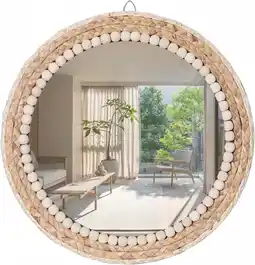 Walmart MEHOOM 15 Round Boho Wall Mirror, Rattan Hanging Mirror for Bedroom, Living Room, Farmhouse Decor offer
