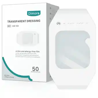 Walmart Dimora 50 Packs Transparent Dressing, Waterproof Adhesive Film Dressing 4 in x 4.75 in offer