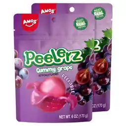Walmart Amos Peelerz Bulk Candy Grape Gummy Candy, Peelable Candy Dash Resealable Bag 6 oz(2 Pack) offer