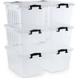 Walmart Kerhouze 22 Qt Clear Storage Bins with Lids Plastic Stackable 6 Pack offer