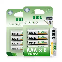 Walmart EBL Rechargeable AAA Batteries 1100mAh Ni-MH Triple A Batteries, 8 Counts 1.2V offer
