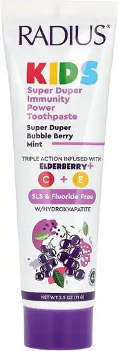 Walmart RADIUS Kids Super Duper Immunity Power Toothpaste 2.5 Oz - Super Duper Bubble Berry Mint - Pack of 1 offer