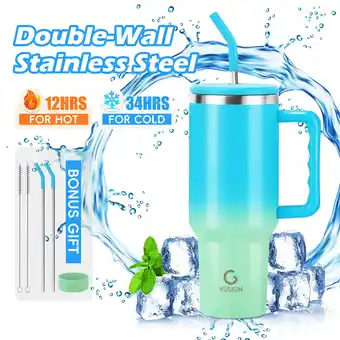 Walmart Vusign 40 oz Blue Insulated Stainless Steel Tumbler offer