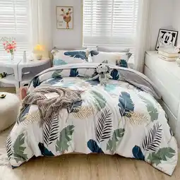Walmart Wajade 7-Piece Green Tropical Leaf Grid Comforter Bedding Sets, Queen offer