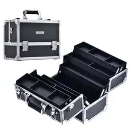 Walmart Professional Makeup Train Case with Shoulder Strap & Locks Extra Large Cosmetic Organizer Makeup Box offer