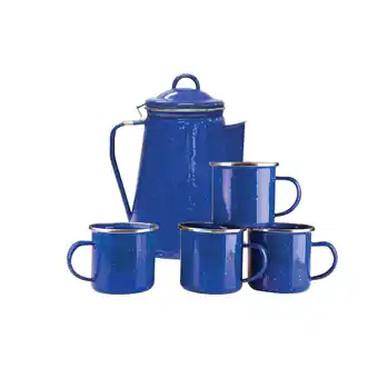 Walmart Stansport Enamel 8 Cup Coffee Pot with Percolator and 4 12 Ounce Mugs Blue Coffee & Tea Serving Set offer