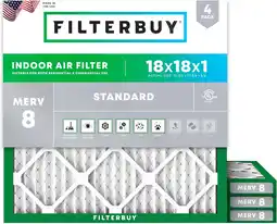 Walmart Filterbuy Pleated HVAC AC Furnace Air Filters, MERV 8, 4-Pack, 18x18x1 offer