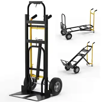 Walmart Costway 3-in-1 Convertible Hand Truck with 4 Rubber Wheels 1000 lbs Max Load Capacity offer