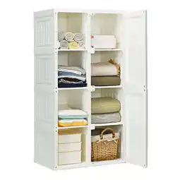 Walmart Gymax Portable Closet Clothes Foldable Armoire Wardrobe Closet w/ 8 Cubby Storage offer