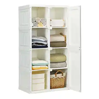 Walmart Gymax Portable Closet Clothes Foldable Armoire Wardrobe Closet w/ 8 Cubby Storage offer