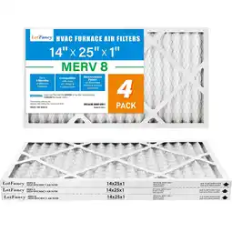 Walmart LotFancy 14x25x1 Air Filters, MERV 8 Pleated HVAC AC Furnace Air Filters, 4 Pack offer