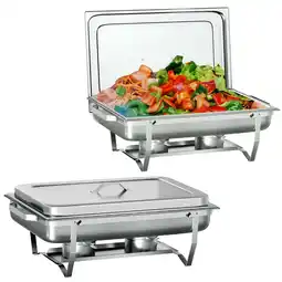 Walmart Chafing Dish Buffet Set 2 Pack,Vipsafe 8QT Rectangle Stainless Steel Chafing Dishes for Buffet offer