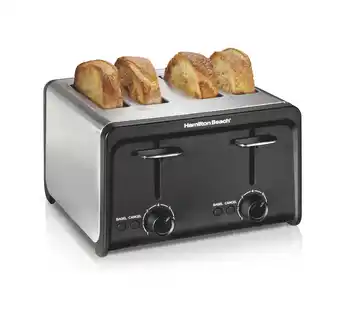 Walmart Hamilton Beach 4 Slice Toaster, Wide Slots, Bagel Function, Stainless, Toast Boost, Auto Shutoff offer