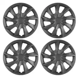 Walmart 17 Set Of 4 Black Wheel Covers Snap On Hub Caps Fit R17 Tire + Steel Rim offer