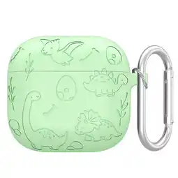 Walmart SUNHUFA Silicone Case Protector w/ Carabiner Cute Cover for AirPods 4 Gen (2024)(Green) offer